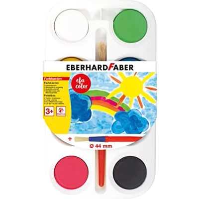 Afbeelding van Eberhard Faber Gouache van kiezelstenen, 8 grote gouachettabletten, 44 mm, met kwast