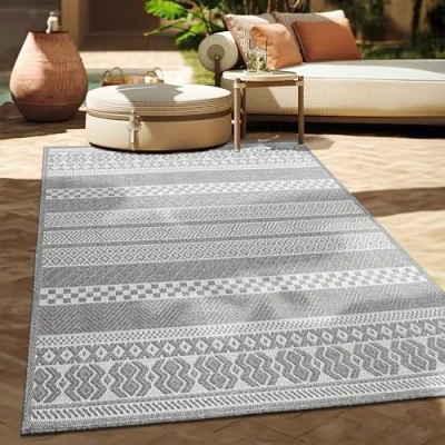 Afbeelding van Paco Home In &amp; Outdoor Vloerkleed Balkon Terras Keukenvloerkleed Modern Boho Ethno Patroon 160x220 cm