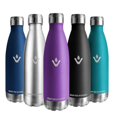 Afbeelding van Vikaster Thermos Lekvrije thermosfles, 0,5 l, BPA vrij, herbruikbaar, roestvrij staal, voor fiets, camping, yoga, fitnessstudio, fitness, school, reizen, outdoor