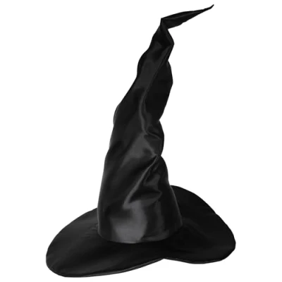 Afbeelding van Widmann Extra grote heksenhoed, modelleerbaar, satijn, puntige hoed, accessoire, hoofddeksel, themafeest, carnaval