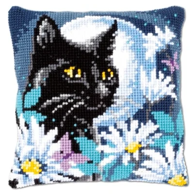 Afbeelding van Vervaco Poes in de nacht Kruissteekkussen pakket