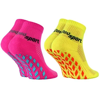Afbeelding van Rainbow Socks Antislip sportsokken voor meisjes en jongens, 2 x geel roze