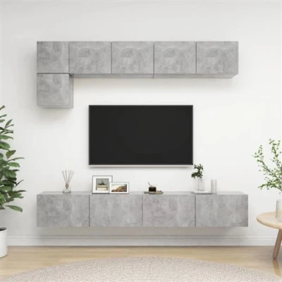 Afbeelding van vidaXL 5 delige Tv meubelset bewerkt hout betongrijs
