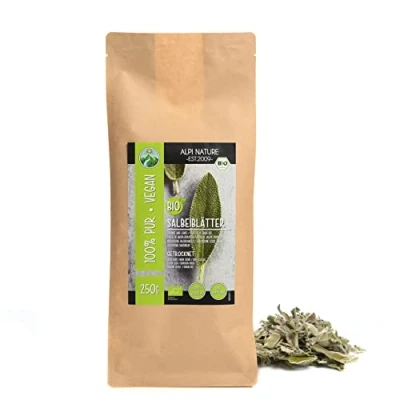 Afbeelding van biologische salieblaadjes (250 g), hele saliebladeren, landbouw, zacht gedroogd, 100% zuiver en natuurlijk, saliethee, bladeren