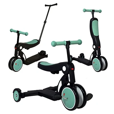 Afbeelding van Looping Scootizz de step, ombouwbaar, 5 in 1 (tot 50 kg) loopfiets, step (amandelgroen met schuifstang)
