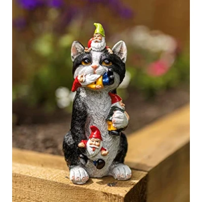 Afbeelding van Garden Mile Tuindwerg van kunsthars, kleurrijke decoratie voor binnen en buiten, huis, terras, vijver, staand bloembed, weerbestendig
