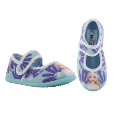 Afbeelding van Leomil Disney Frozen Chaussons pour enfant fille Antidérapants avec fermeture Velcro chauds enfants design Elsa Idéal la maternelle ou maison, Bleu glacier, 27 EU