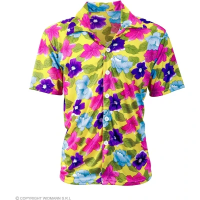 Afbeelding van Widmann Hawaii &amp; Carribean Tropisch Kostuum Shirt Bloemenpracht Geel Man Medium / Large Carnavalskleding Verkleedkleding