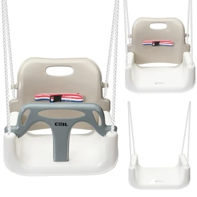 Afbeelding van COIL 3 in 1 outdoor schommel voor kinderen, verstelbare babyschommel met rugleuning, binnen, schommelzitje beige