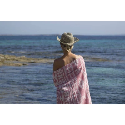 Afbeelding van Hamamdoek Aztec Soft Red van Call it Fouta!
