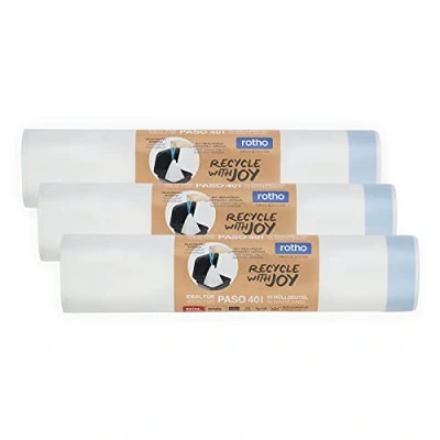 Afbeelding van Rotho Set van 3 rollen 15 afvalzakken voor Paso, kunststof (gerecycled polypropyleen), wit, 40 l, (40 x 30 16,6 cm),