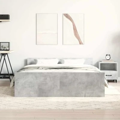 Afbeelding van Bedframe Bewerkt Hout Sonoma Eikenkleurig 100X200 cm 150 x 200 / Betongrijs