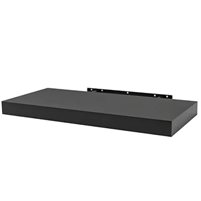 Afbeelding van WOLTU RG9369sz Wandrek, drijvend cd rek, voor woonkamer, keuken, slaapkamer, badkamer, 70 x 22,9 3,8 cm, zwart
