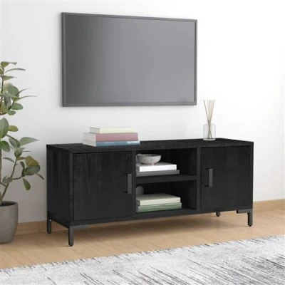 Afbeelding van Tv meubel 110x35x48 cm massief grenenhout zwart