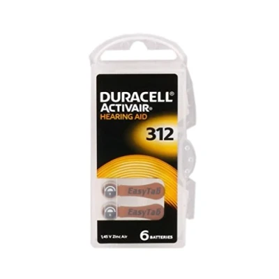Afbeelding van DURACELL ACTIVAIR Easytab DA 312 gehoorbatterijen, 20 blisters, 6 stuks