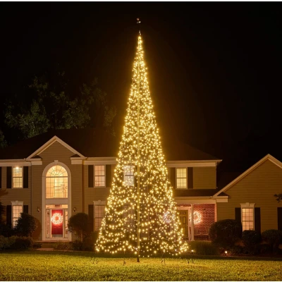 Afbeelding van Fairybell Vlaggenmast Kerstboom 6 meter 2000 LED lampjes Warm wit