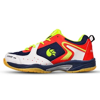 Afbeelding van DSC Court 44 Badminton schoenen voor mannen en jongens met natuurlijk rubber niet markering buitenzool maat 10 (marine rood)