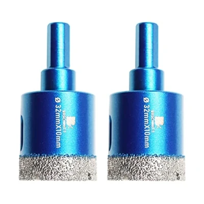 Afbeelding van BRSCHNITT 2 stuks 32 mm droge diamantboor met driehoekige schacht voor porselein, tegels, keramiek, graniet, marmer