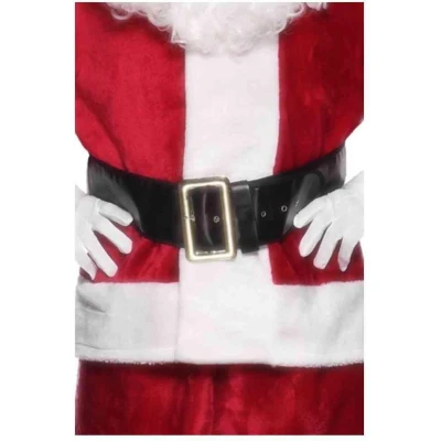 Afbeelding van Smiffys Kerstman riem zwart met gouden gesp 145 cm, zwart.