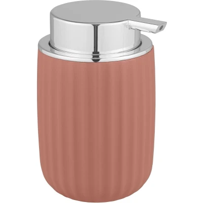 Afbeelding van zeepdispenser Agropoli oudroze, navulbare voor 250 ml vloeibare zeep van hoogwaardig kunststof met plastic vormgeving en gestructureerd oppervlak, 7,5 x 12,5 9 cm