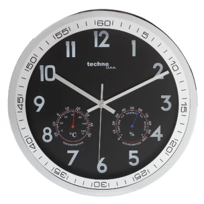 Afbeelding van Techno Line WT 7981 Wandklok Kwarts 300 mm x 5 cm Chroom