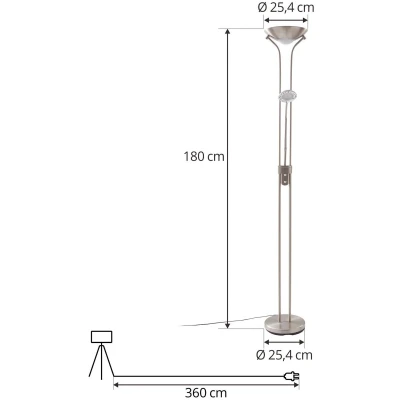 Afbeelding van Lindby LED vloerlamp Josefin, nikkel, leeslampje, dimbaar
