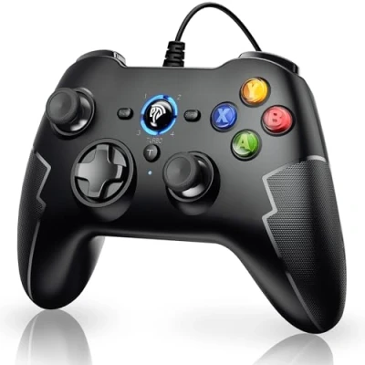 Afbeelding van EasySMX [PC controller PS3 Steam bekabeld] kabel met dubbele trillingen, bekabelde gamepad voor pc/Steam Deck/Android/PS3/tv box (zwart)