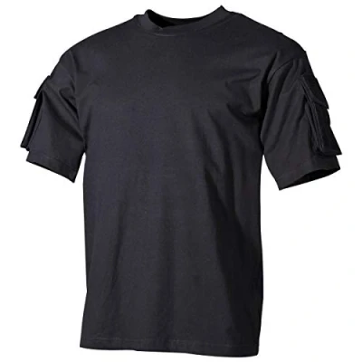 Afbeelding van MFH US T Shirt korte mouw met mouwzakken zwart Maat L
