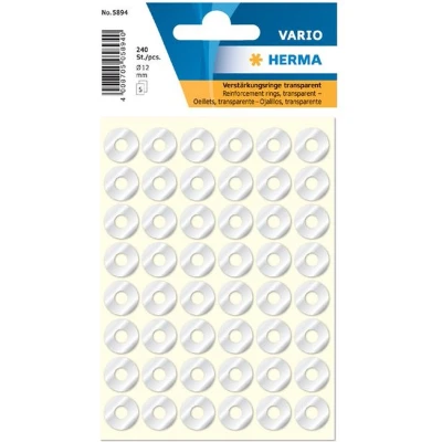 Afbeelding van Versterkingsringen HERMA 5894 12mm 240 stuks Blister a 5 vel 10
