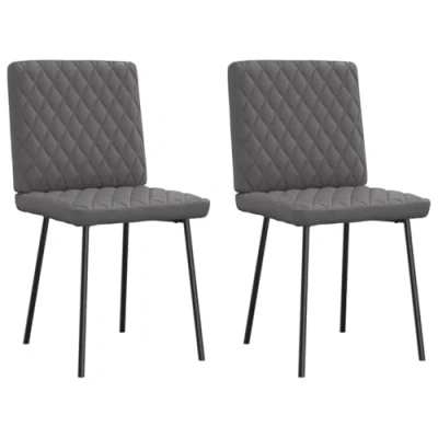 Afbeelding van vidaXL Eetkamerstoelen 2 st kunstleer grijs