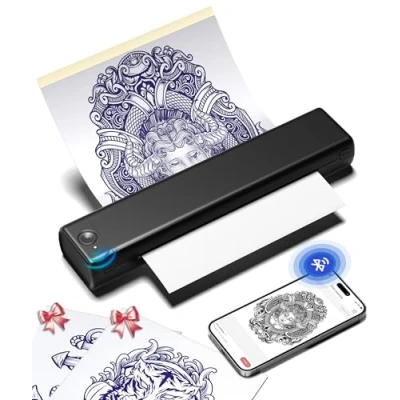 Afbeelding van Phomemo M08F Tattoo printer, Impresora Termica met 10 transferpapieren, thermokopieerapparaat, compatibel telefoon, tablet, pc, voor kunstenaars en beginners, zwart