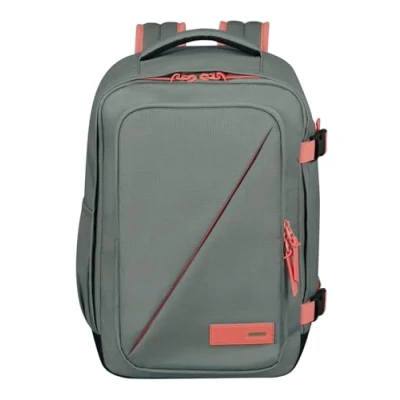 Image de American Tourister Take2Cabin sac de cabine Ryanair 40 x 25 20 cm, 24 L, 0,50 kg, bagage à main, dos d&#039;avion S, sous siège, gris/rose (sauge/corail)