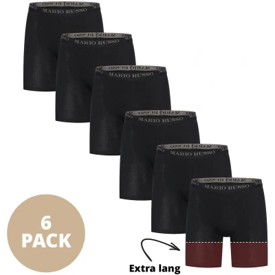 Afbeelding van Mario Russo Heren Onderbroeken 6 Pack long fit Boxers Zwart Maat XL