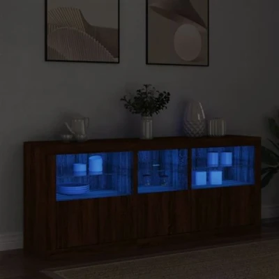 Afbeelding van vidaXL Dressoir met LED verlichting 162x37x67 cm bruin eikenkleur