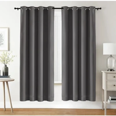 Afbeelding van Utopia Bedding Eyelet Blackout Gordijnen 2 Panelen [140x220 cm, Grijs], Thermische en Geluidsisolerende voor Slaapkamer Woonkamer