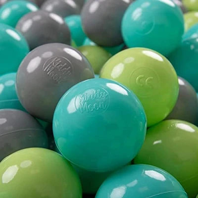 Afbeelding van KiddyMoon 700 x 7 cm, ballenbak speelballen, gemaakt in de EU, lichtgroen, lichtturkoois, grijs