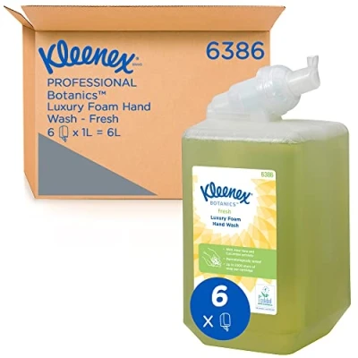 Afbeelding van Kleenex Botanics Fresh savon mousse pour les mains 6386 parfumé 6 recharges x 1 litre de mains, couleur verte (6 litres au total)