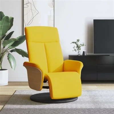 Afbeelding van Fauteuil verstelbaar met voetensteun stof lichtgeel