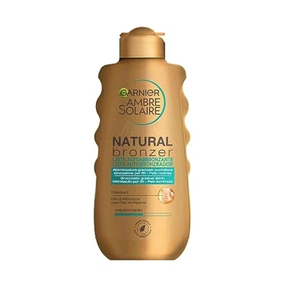 Afbeelding van Garnier Lait Autobronzant Natural Bronzer, Pour un bronzage uniforme et naturel, à absorption rapide, action hydratante lissage, l&#039;huile d&#039;abricot de vitamine E, Ambre Solaire