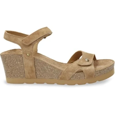 Afbeelding van Panama Jack Julia Sandalen met plateauzool, Dames, Maat: 36, Bark Veloursleer