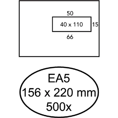 Afbeelding van Envelop Hermes EA5 156x220mm venster 4x11 rechts zelfkl 500st