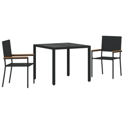 Afbeelding van vidaXL 3 delige Tuinset Zwart Poly Rattan