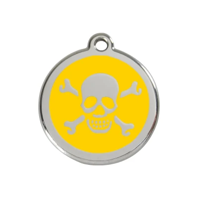 Afbeelding van Cross Bone Yellow roestvrijstalen hondenpenning medium/gemiddeld dia. 3 cm RedDingo