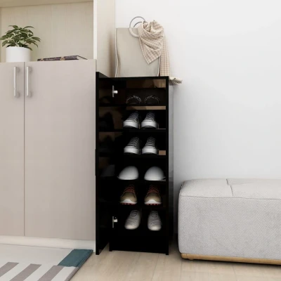 Afbeelding van Schoenenkast 32x35x92 cm spaanplaat zwart