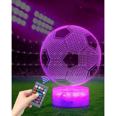 Afbeelding van Zawaer nachtlampje voor kinderen, voetballamp, 3D led met afstandsbediening, 16 kleuren veranderende touch, verjaardagscadeaus Kerstmis, decoratie kinderen