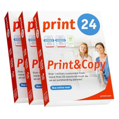 Afbeelding van print24 Printerpapier kopieerpapier 1500 vellen 3 x 500 A4 80g premium wit testwinnaar PEFC