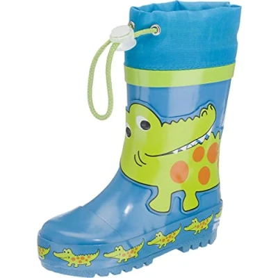Afbeelding van Playshoes Regenlaarzen met trekkoord Kinderen Krokodil Blauw/Groen maat 32 33
