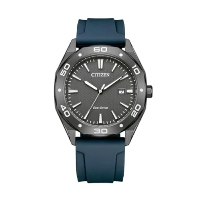 Afbeelding van Citizen BM7638 02H Active Sport herenhorloge Eco Drive, 41 mm grijze kast, wijzerplaat, blauwe siliconen band, WR 10 bar, Blauw, sport,
