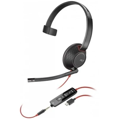 Image de Micro casque monaural USB C Poly Blackwire 5210 + prise 3,5 mm adaptateur C/A