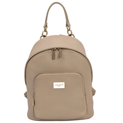 Afbeelding van David Jones Kleine damesrugzak handtas gedragen schouder meisjes PU leer mini schooltas stad handvat zak ritssluiting mode rugzak jonge trend chic designer, Taupe beige, Praktisch